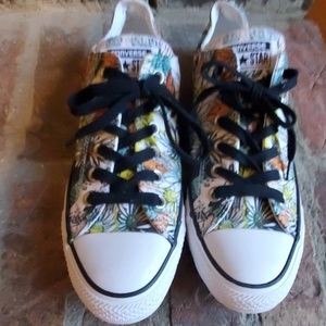 Converse Floral Tropical Low Top Sneakers with Black Laces